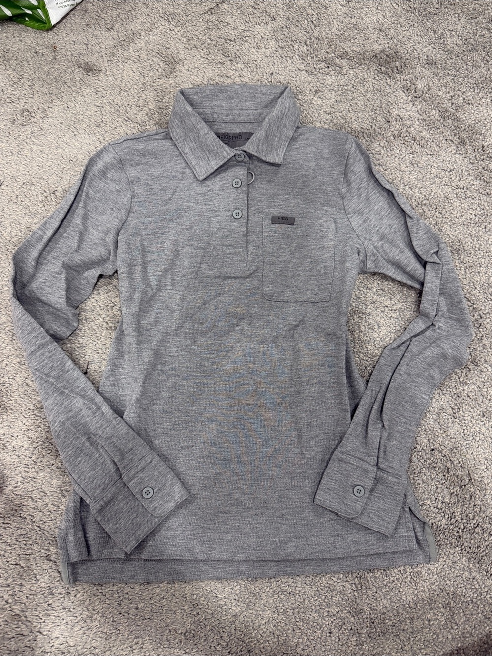 Figs Pro XXS NEW without tags Gray Polo Long Sleeve Top
